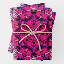 Mosaik Pink Mandala Floral Psychedelic Retro