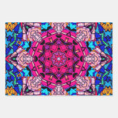 Mosaik Pink Mandala Floral Psychedelic Retro Geschenkpapier Set (Vorderseite)