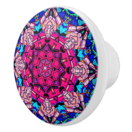 Mosaik Pink Mandala Floral Psychedelic Retro Keramikknauf