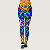 Mosaik Pink Mandala Floral Psychedelic Retro Leggings (Rückseite)