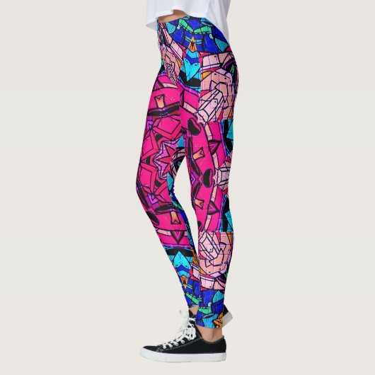 Mosaik Pink Mandala Floral Psychedelic Retro Leggings (Links)