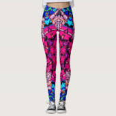 Mosaik Pink Mandala Floral Psychedelic Retro Leggings (Vorderseite)