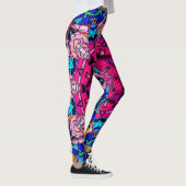 Mosaik Pink Mandala Floral Psychedelic Retro Leggings (Rechts)