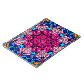 Mosaik Pink Mandala Floral Psychedelic Retro Notizblock (Linke Seite)