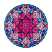 Mosaik Pink Mandala Floral Psychedelic Retro Schneidebrett (Vorderseite)