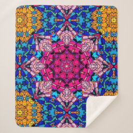 Mosaik Pink Mandala Floral Psychedelic Retro Sherpadecke
