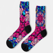 Mosaik Pink Mandala Floral Psychedelic Retro Socken (Linkes Detail)