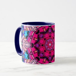 Mosaik Pink Mandala Floral Psychedelic Retro Tasse