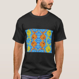 Mosaik-Pixel-Fischmuster T-Shirt