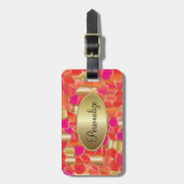 Mosaik-populäre Orange, Rosa und Goldentwurf Gepäckanhänger (Vorderseite vertikal)