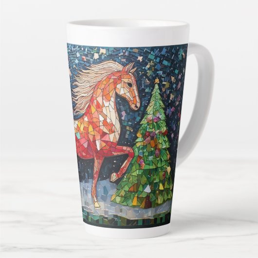 Mosaik Prancing Pferd und Weihnachtsbaum Milchtasse (Rechte Ecke)