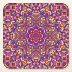 Mosaik PurpleVintage Fraktal-Kaleidoskop Rechteckiger Pappuntersetzer