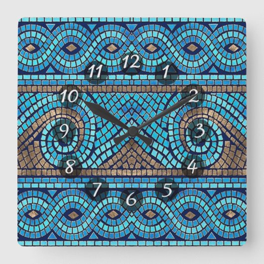 Mosaik Quadratische Wanduhr (Vorderseite)