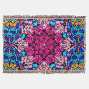 Mosaik-Rosa-Mandala-Blumen-Psychedelisch-Retro Decke