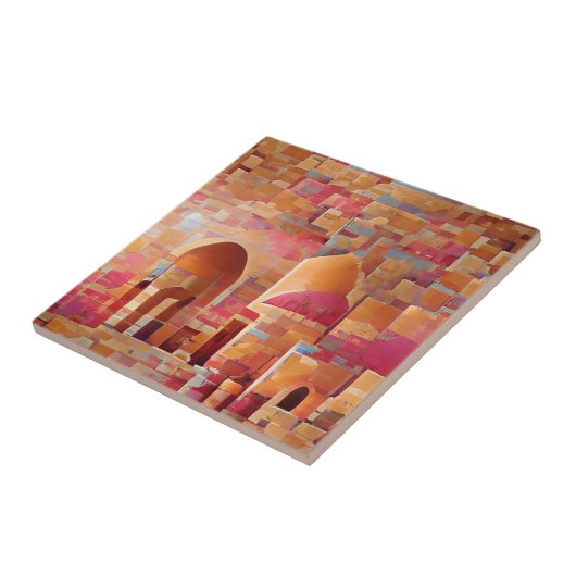 Mosaik-Rose mit Goldbögen, geometrisch  Fliese (Seite)