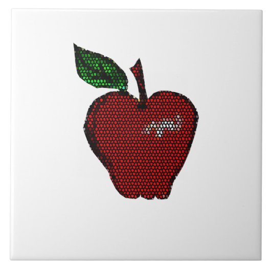 Mosaik, roter Apple/weißer Tile Fliese (Vorderseite)