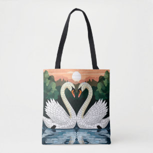 Mosaik-Schwanpaar bildet Herzform Tasche