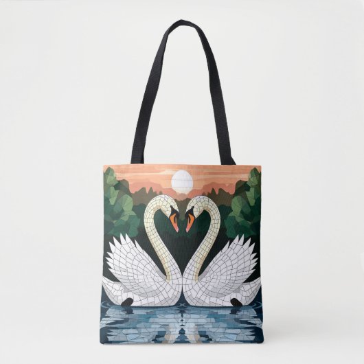 Mosaik-Schwanpaar bildet Herzform Tasche (Vorderseite)
