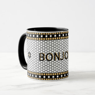 Mosaik Schwarz-weiß und Gold mit benutzerdefiniert Tasse
