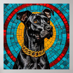 🐶 Mosaik Schwarzer Hund Wandkunst Für Haustierlie Poster