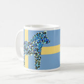 Mosaik schwedisches blaues Dala Pferd Kaffeetasse (Vorderseite Links)