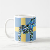 Mosaik schwedisches blaues Dala Pferd Kaffeetasse (Links)
