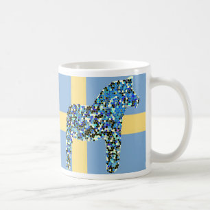 Mosaik schwedisches blaues Dala Pferd Kaffeetasse