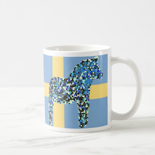 Mosaik schwedisches blaues Dala Pferd Kaffeetasse (Rechts)