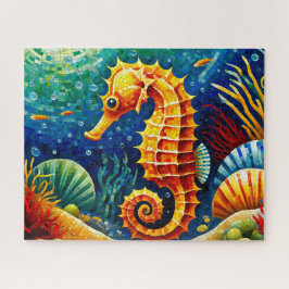Mosaik-Seepferdchen Ozeanleben Meerestier Puzzle
