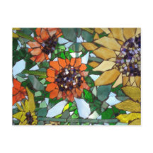 Mosaik Sonnenblume Postkarte von Willowcatdesigns