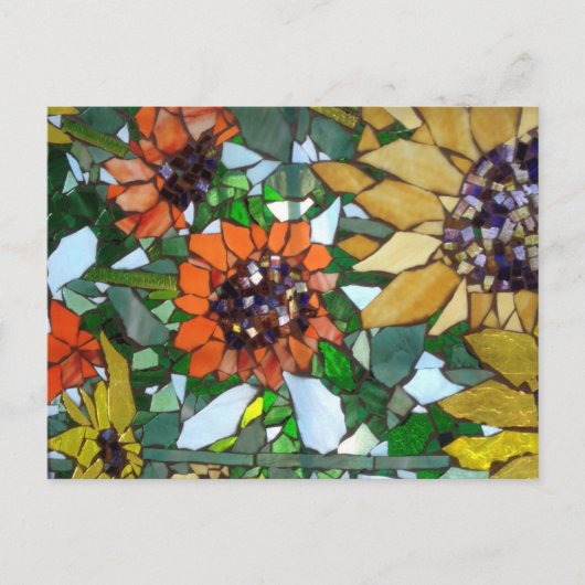 Mosaik Sonnenblume Postkarte von Willowcatdesigns (Vorderseite)