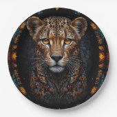 Mosaik Stached Glass Cheetah Portrait Pappteller (Vorderseite)
