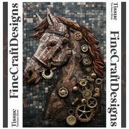 Mosaik Steampunk Brown Horse Copper A6L Decoupage Seidenpapier