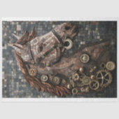 Mosaik Steampunk Brown Horse Copper A6R Decoupage Seidenpapier (Vorderseite)