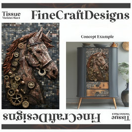 Mosaik Steampunk Brown Horse Copper A6R Decoupage Seidenpapier