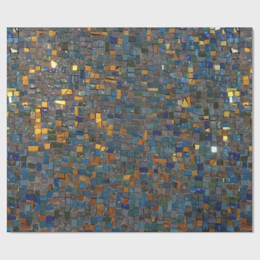 Mosaik-Steine im Blau und im Gold Geschenkpapier (Flach)