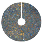 Mosaik-Steine im Blau und im Gold Polyester Weihnachtsbaumdecke (Vorderseite)