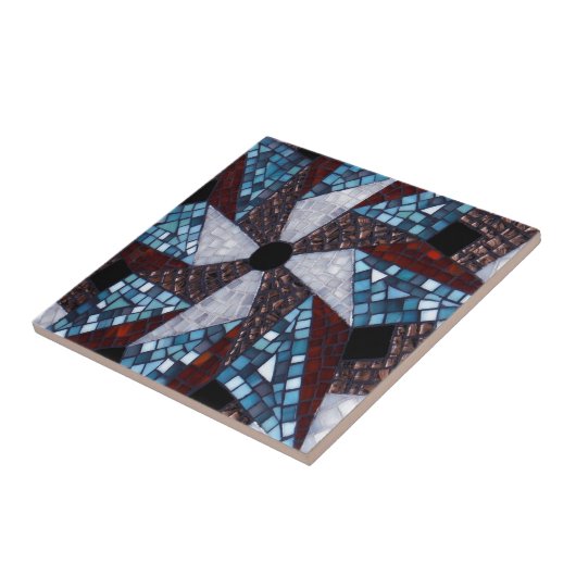 Mosaik-Stern-Entwurfs-abstrakte Kunst-rotes Blau Fliese (Seite)