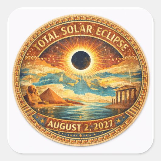 Mosaik-Stil 2027 Eclipse Quadratischer Aufkleber (Vorderseite)