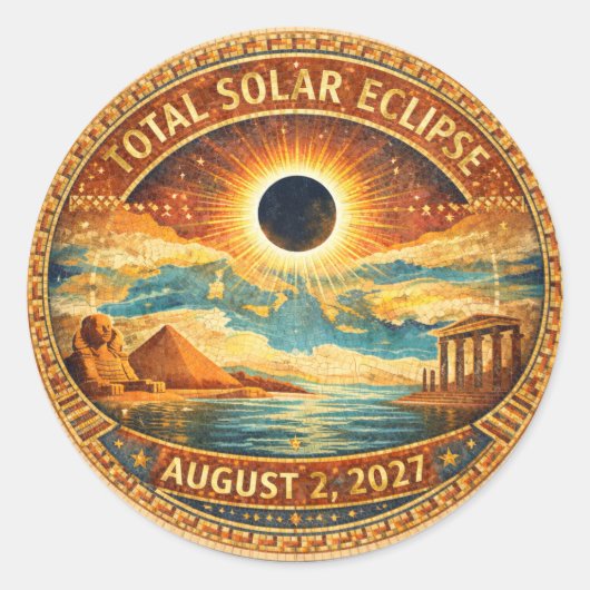 Mosaik-Stil 2027 Eclipse Runder Aufkleber (Vorderseite)