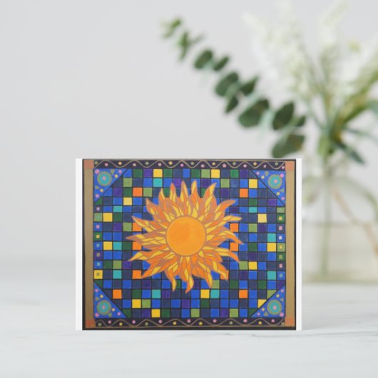 Mosaik Sun Postkarte (Stehend Vorderseite)