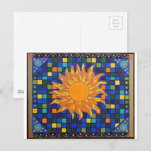 Mosaik Sun Postkarte (Vorne/Hinten)