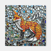 Mosaik Tile Fox Wildlife Art Magnet (Vorne)