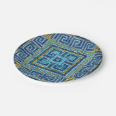 Mosaik Tile Greek Meander Key Pappteller (Schrägansicht)