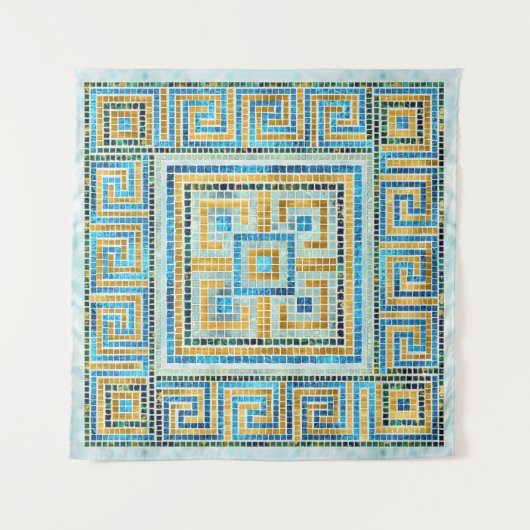 Mosaik Tile Greek Meander Key Wandteppich (Vorderseite (Horizontal))