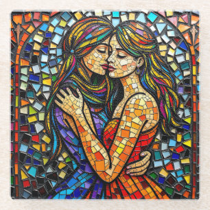 Mosaik Tile Style Ai Art Romantische Stilrichtung Glasuntersetzer