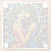 Mosaik Tile Style Ai Art Romantische Stilrichtung Glasuntersetzer (Rückseite)