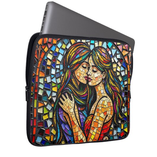 Mosaik Tile Style Ai Art Romantische Stilrichtung Laptopschutzhülle (Vorne Rechts)