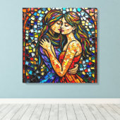 Mosaik Tile Style Ai Art Romantische Stilrichtung Leinwanddruck (Insitu (Holzboden))