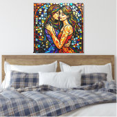 Mosaik Tile Style Ai Art Romantische Stilrichtung Leinwanddruck (Insitu (Schlafzimmer))